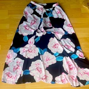 Floral long skirt with shorts.